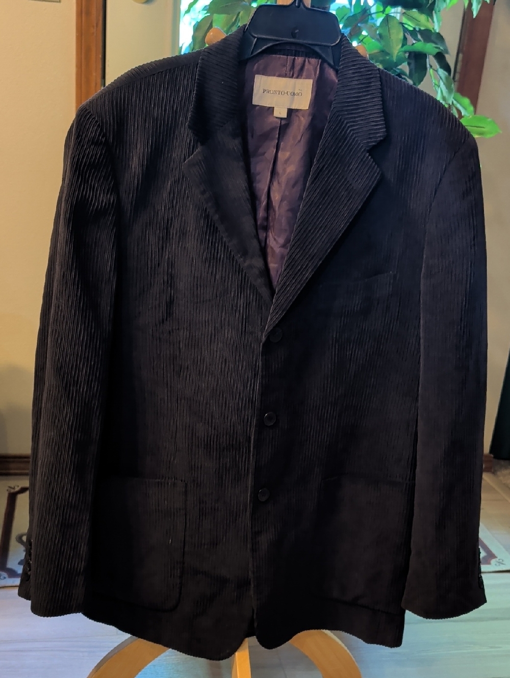 Pronto Uomo Men’s Black Corduroy Sport Coat